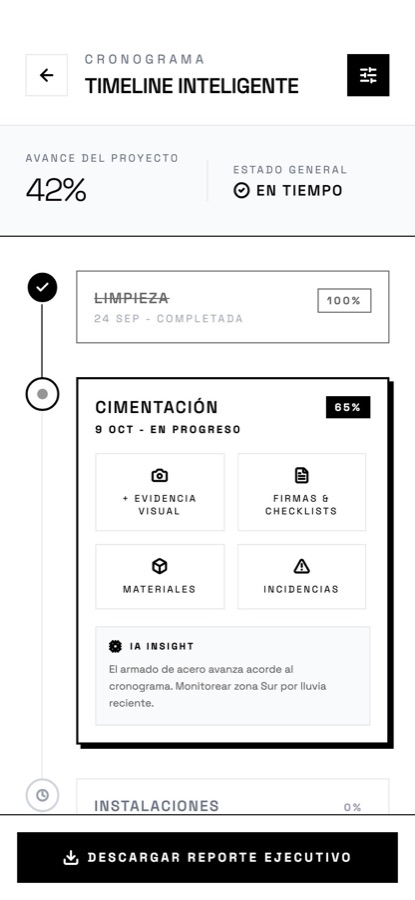 Cronograma de la obra por fases